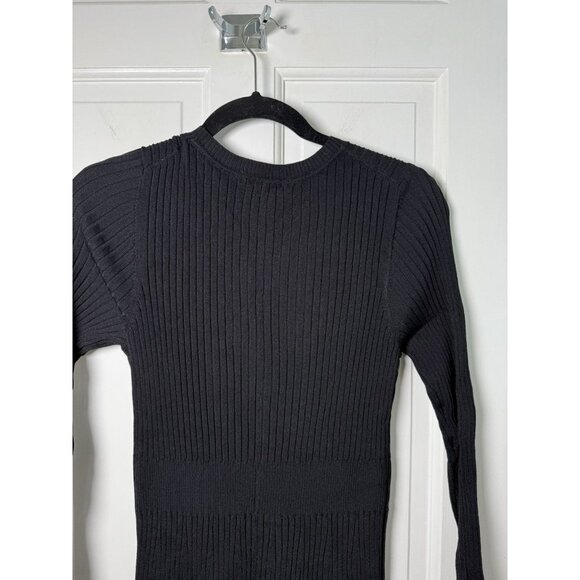NWT Boden Long Sleeve Ribbed Knit US 10P Black Midi Dress Keyhole Siren Bodycon - Picture 8 of 13